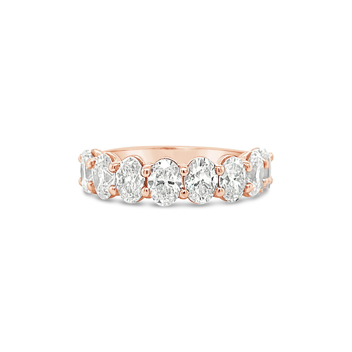 Oval Diamonds Half Eternity Ring In 18k Yellow Gold