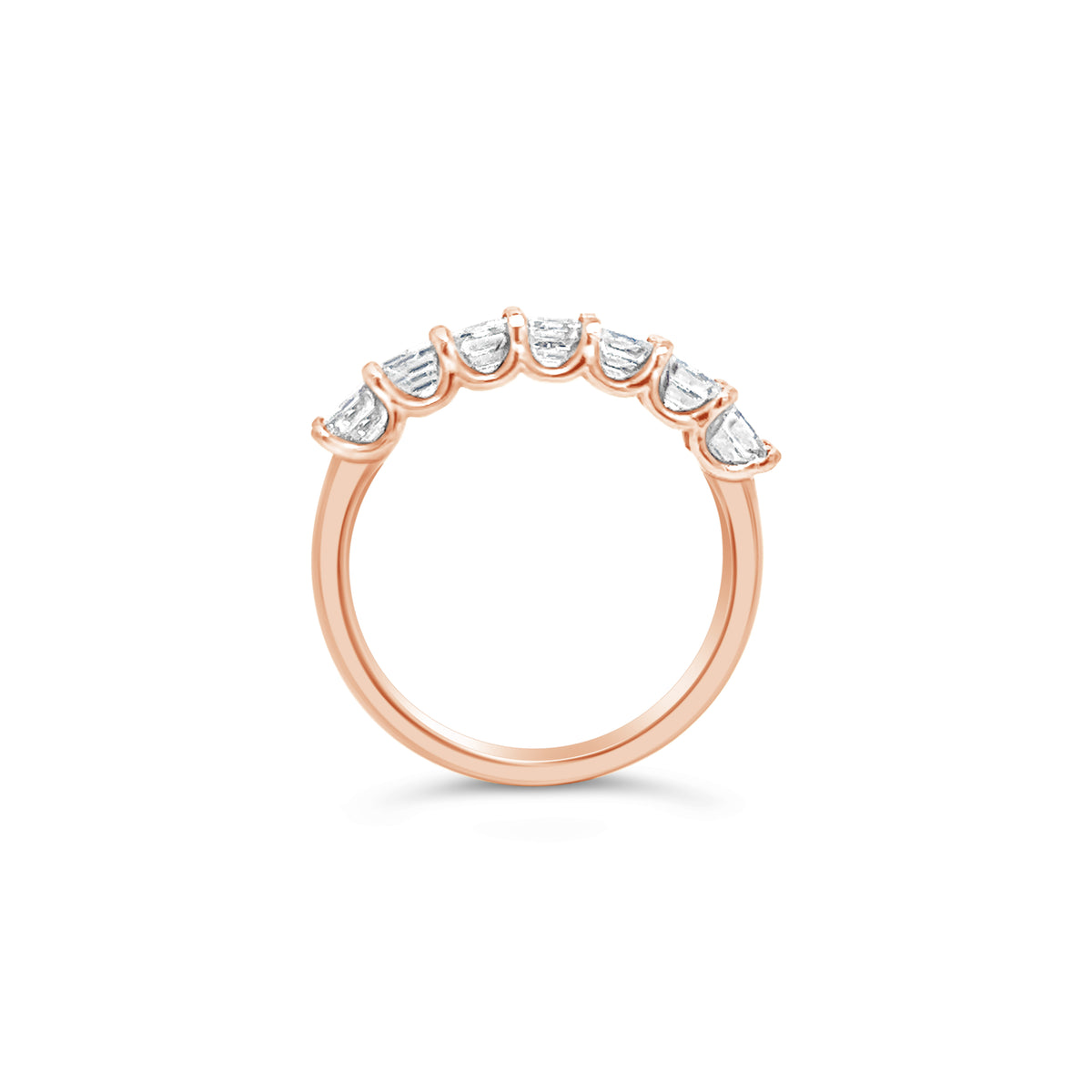 Emerald Diamond Half Eternity Ring In 18k Yellow Gold