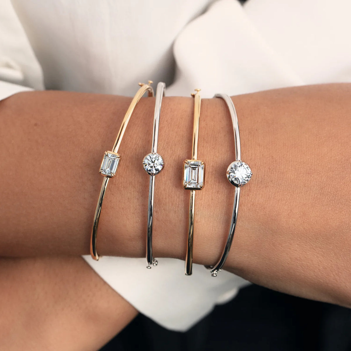Lab Diamond Emerald Bangle