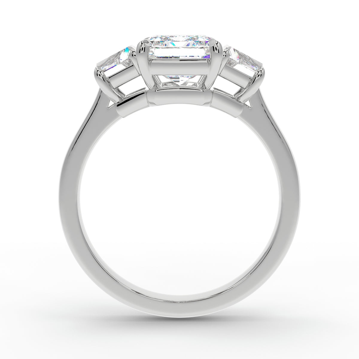 3.55 Emerald Titiana Three Stone with Trapeziods